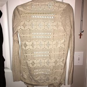 Mossimo ivory/tan lace cardigan